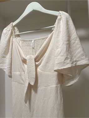 NWT Cream Cottagecore Tie Front Mini Dress DOKOTOO Small